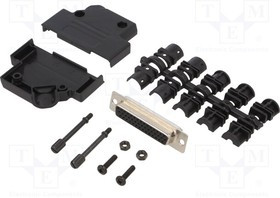 D45PK-P-25-HDS44-K, D-Sub; PIN: 44; plug; female; soldering; for cable; black