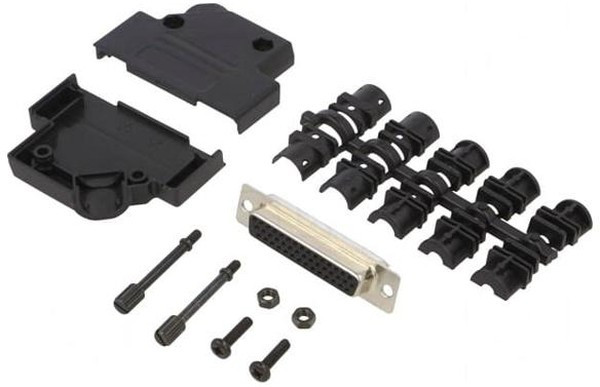 D45PK-P-25-HDS44-K, D-Sub; PIN: 44; plug; female; soldering; for cable; black