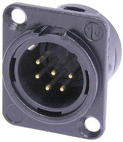 NC6MD-L-BAG-1, XLR Connectors 6P M RECEPT DL1 SER SODR CUPS BLK/SILV