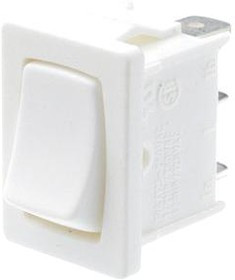 MP005717, Клавишный переключатель, Вкл.-Выкл., SPST-NO, Без Подсветки, Панель, Белый