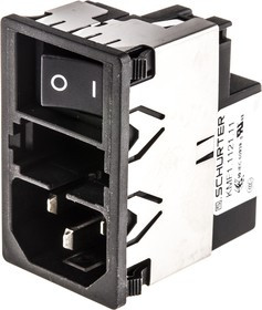 KMF1.1121.11, Filtered IEC Power Entry Module, IEC C14, General Purpose, 2 А, 250 В AC, 2-Pole Switch