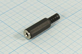 Розетка 3.5 стерео, контакты 3C, на кабель, пластик хвост