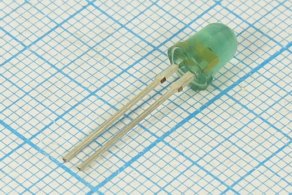 Светодиод круглый 5x7мм, зеленый, 1.5 мкд, 50 градусов, линза зеленая матовая, АЛ307ГМ; №5092 g СД 5 x 7 \зел\ 1,5\ 50\зел мат\АЛ307ГМ