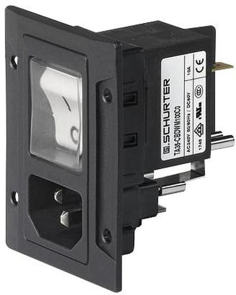 3-108-454, AC Power Entry Modules 2 POLE SCRW FRNT MNT ROCKER WHT AND BLACK