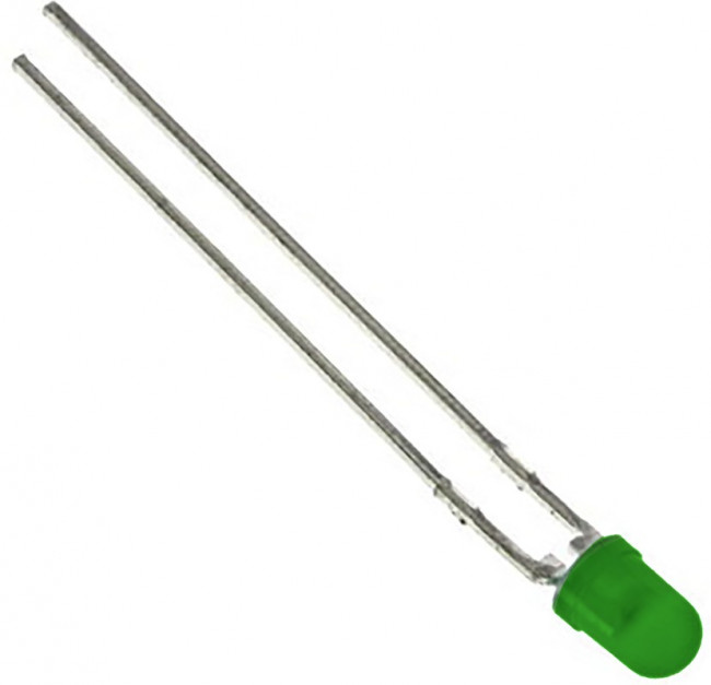 L-34GD, LED; 3mm; green; 12?25mcd; 60°; Front: convex; 2?2.4V; No.of term: 2
