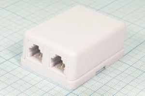 Гнездо телефонное 6P4Cx2-4C, 4винт, наружний[розетка], RJ-11; Q-909 гн телеф 6P4Cx2-4C\4винт\ наруж[розетка]\RJ-11