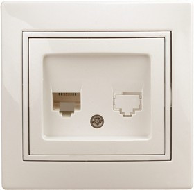 Розетка Plano 1-302-02 телефонная RJ11, IP20, СУ, слоновая кость Б0027620