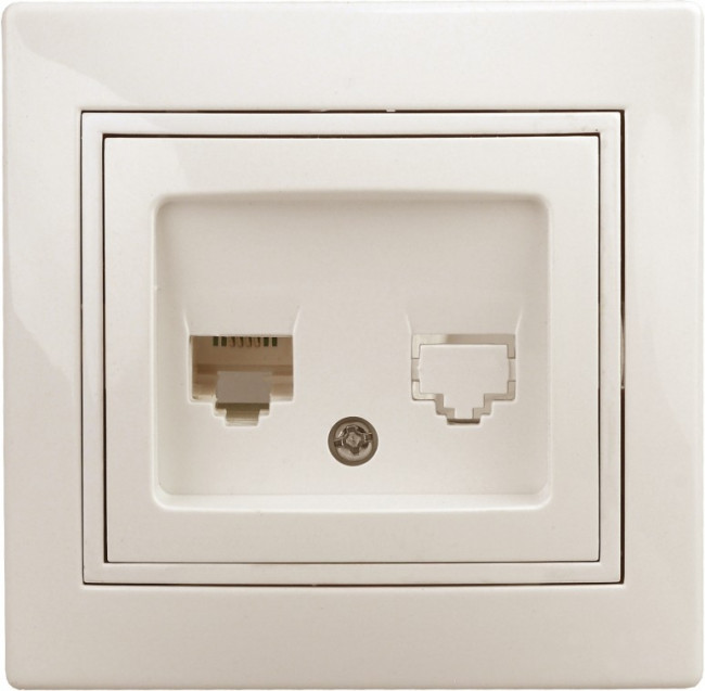 Розетка Plano 1-302-02 телефонная RJ11, IP20, СУ, слоновая кость Б0027620