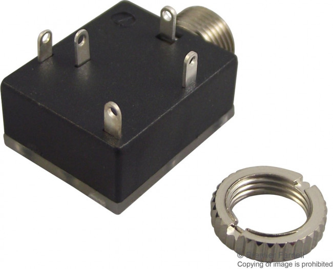 1503 17, Jack Connector 3.5 mm PCB Mount Stereo Socket, 3Pole 1A