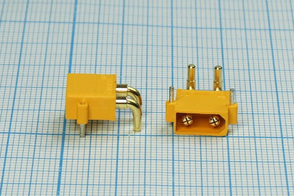 Разъем питания DC вилка , 2P2C, на плату, угловой, XT-30PW-M
