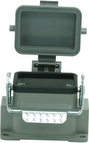 MP009359, Разъем для тяжелых условий, Основа, сквозной монтаж с гайкой, ввод сбоку, Корпус из Алюминия