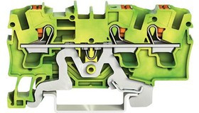 2204-1307, Клеммная колодка на DIN рейку, Ground, 3 вывод(-ов), 20 AWG, 10 AWG, 4 мм², Зажим, 32 А