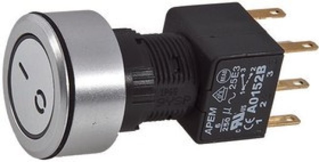 A1PCA1X250K403, Illuminated Push Button Switch, Latching, Panel Mount, 16mm Cutout, DPDT, Blue LED, 250V ac, IP65 A1PCA1X250K403, Illuminated Push Button Switch, Latching, Panel Mount, 16mm Cutout, DPDT, Blue LED, 250V ac, IP65