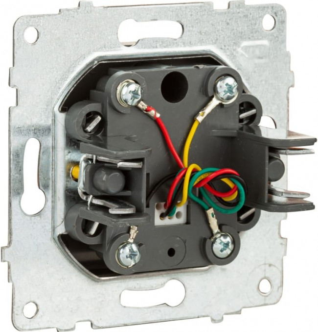 Механизм телефонной 1-местной розетки черный металлик, 600-000317-221