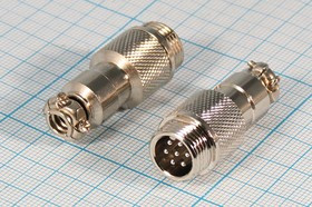 Разъем микрофонный MIC12 вилка, контакты 7P, монтаж на кабель, М12, XS12JK-7P-M