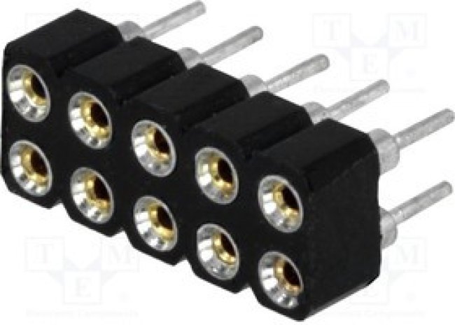 DS1002-01-2*5V13-JK, Гнездо, IDC, "мама", PIN 10, прямой,цанговые контакты, 2,54мм, THT