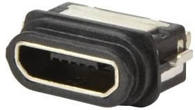 UJ2-MIBH-3-MSMT-TR-67, USB Connectors USB jack 2.0, micro B type, IP67, 5 pin, horizontal, 15 uin plating, mid mount, T&amp;R pckg
