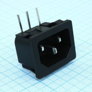 KLS1-AS-301-4, (AC-5R), Разъем 220В вилка на блок, 3 контакта, крепление защелка, 10A