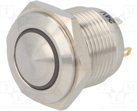 V16-10N-24B-S, Переключатель антивандальный, Положения 2, SPST-NO, 2A/36ВDC