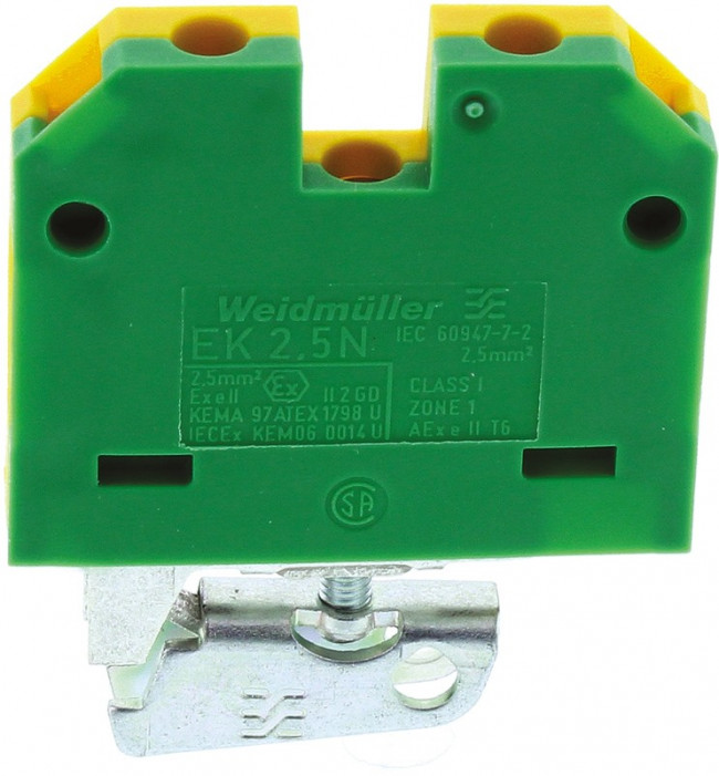 0474360000, 2-Way EK 2.5 Earth Terminal Block, 2.5mm², 26 12 AWG Wire, Screw Down, Nylon Housing, ATEX