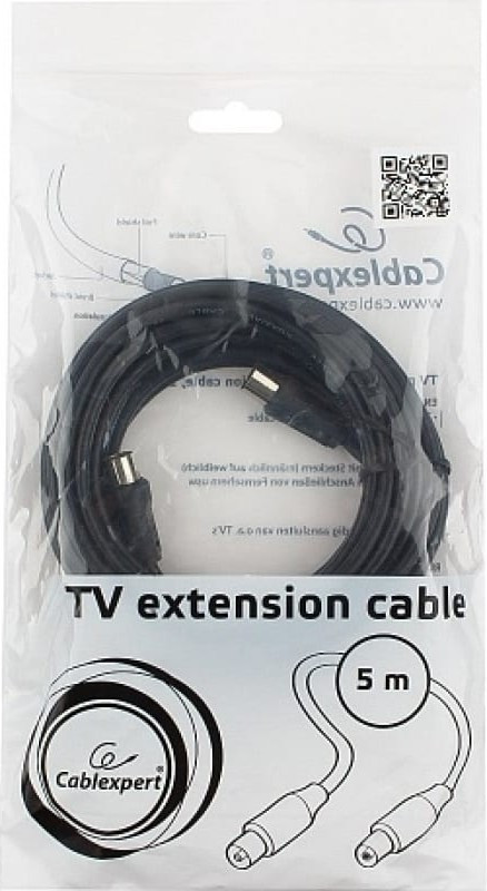 Кабель телевизионный Cablexpert, CCV-515-5M, Coaxial M/F, 5м