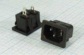 Штекер сетевого питания IEC 60320 C14, 250В/10А, на панель; Q-611 штек пит AC IEC C14\\10/250\пан\ зажим\\AC-015\