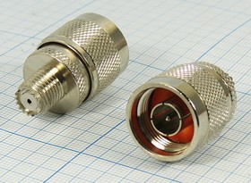 Штекер N-гнездо miniUHF, переходник, позолоченный центральный контакт; №2709 штек N-гн mini UHF\[переход]\