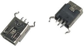 RND 205-01056, USB Connector, Mini USB-AB 2.0 Receptacle, Straight, 5 Poles