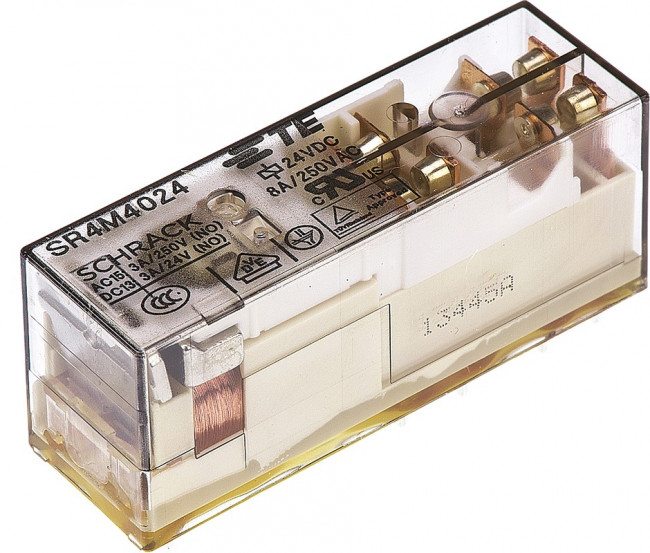 4-1415053-1, Реле безопасности, 3xNO+1xNC 8A 250В AC катушка 24В DC