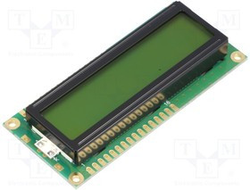 NPC1602LRU-GWB-H, Дисплей: LCD, алфавитно-цифровой, STN Positive, 16x2, LED, PIN: 16 NPC1602LRU-GWB-H, Дисплей: LCD, алфавитно-цифровой, STN Positive, 16x2, LED, PIN: 16
