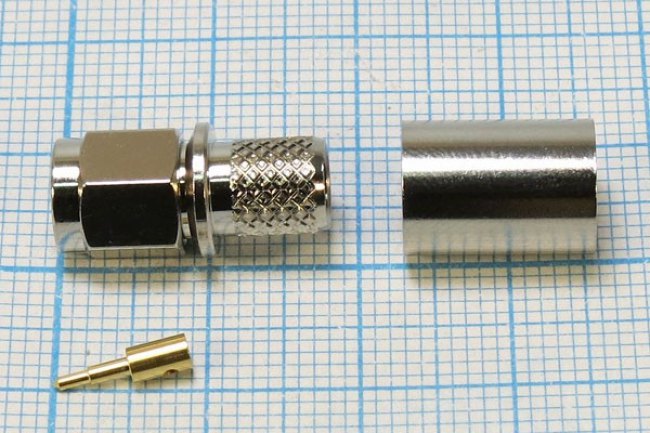 Штекер SMA, на кабель RG 5D, под обжим, позолоченный центральный контакт; №10323 шт SMA\RG5D\\обж\