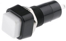 PBS-001A-1, Push Button Switch, Latching, Panel Mount, 12mm Cutout, SPST, 125/250V ac