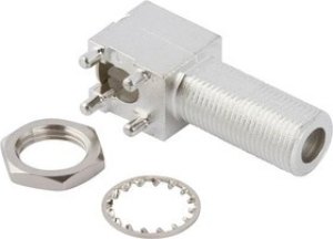 531-40047-3, Socket; F; female; angled 90°; 75?; THT; TPX; tinned; 3GHz 531-40047-3, Socket; F; female; angled 90°; 75?; THT; TPX; tinned; 3GHz