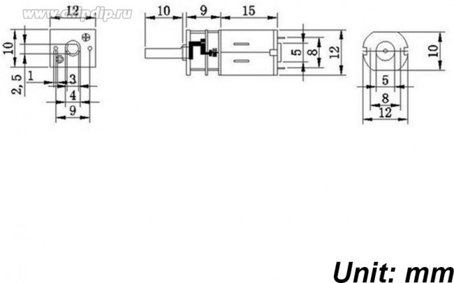 GA12-N20 Микро двигатель с редуктором 12V - 500 об/мин