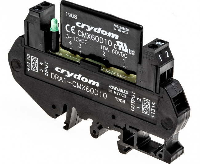 DRA1-CMX60D10, Твердотельное реле, SPST-NO, 10 А, 60 В DC, DIN-рейка, Зажимная Клетка DRA1-CMX60D10, Твердотельное реле, SPST-NO, 10 А, 60 В DC, DIN-рейка, Зажимная Клетка