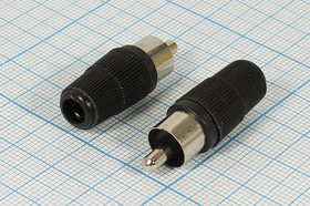 Штекер RCA на кабель диаметром 4~5мм, чёрный,корпус укороченный; №2787 Ч штек RCA\каб\чер\4~5мм\пл\Ni\ CP22-01Black\укорочен
