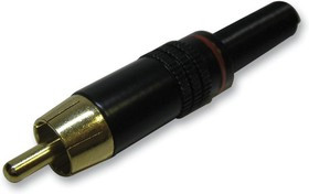 PS000110, Аудио / видео разъем RCA, 1 контакт(-ов), Штекер, Корпус из Меди, Красный, 9.6 мм