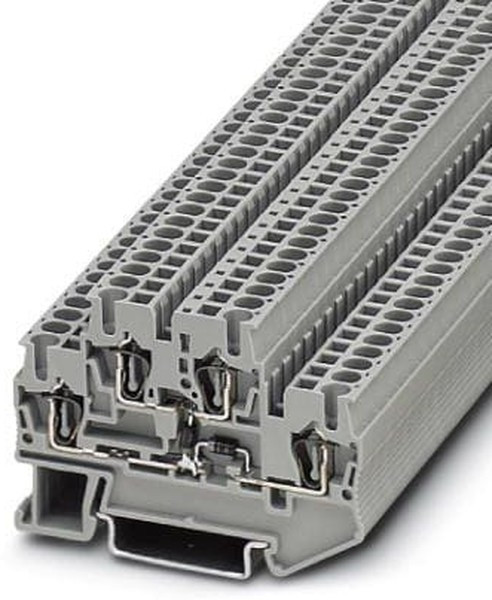 3031584, STTB 2.5-2DIO/O-UL/UR-UL Series Grey DIN Rail Terminal Block, Double-Level, Spring Clamp Termination
