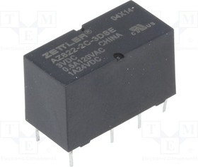 AZ822-2C-3DSE, Реле: электромагнитное, DPDT, Uобмотки: 3ВDC, 0,5A/120ВAC, 2А, IP64