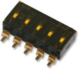 MCEMR-05-T, DIP / SIP переключатель, 5 схем(-а), Ползунок, SMD (Поверхностный Монтаж), SPST, 24 В DC, 25 мА
