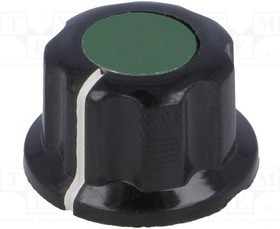 G19-GN, Ручка, с юбкой, бакелит, dоси: 6,35мм, d16,5x11мм, винтом, зеленый