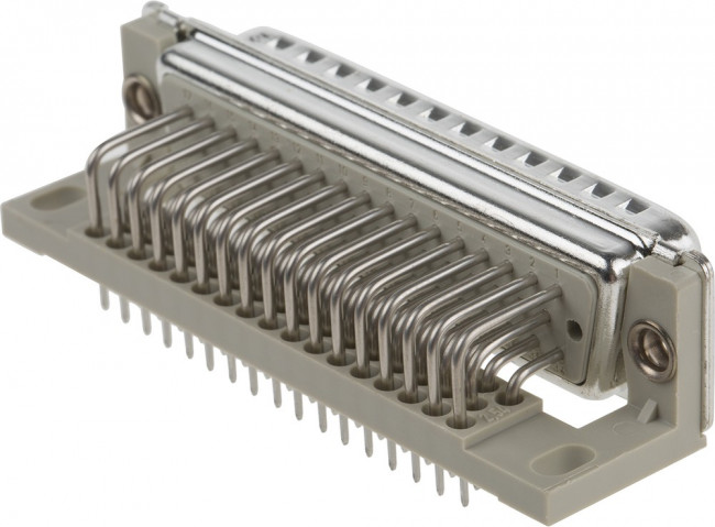 023170, TMC 50 Way Right Angle Through Hole D-sub Connector Plug, 2.84mm Pitch, with Guide Frame