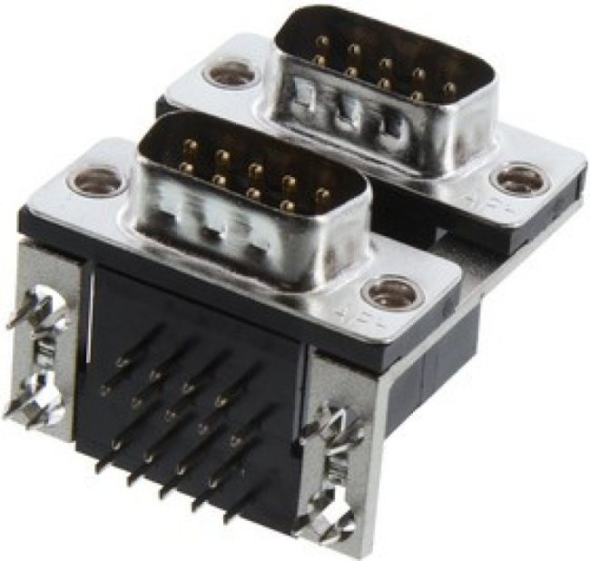 L17H2110130, STACKED D SUB CONN, 9P PLUG-PLUG, TH