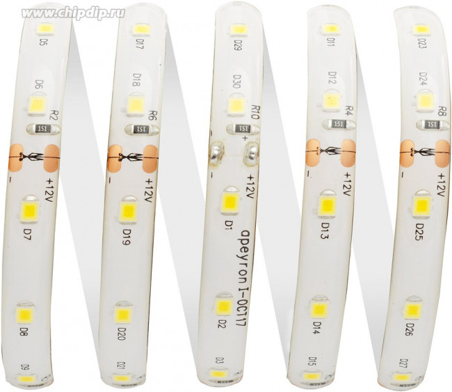 SL-27 Комплект светодиодной ленты 12В, 4,8Вт/м, smd3528, 60д/м, IP65, 220Лм/м, ширина подложки 8мм,