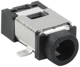 PJ-038-SMT-TR, DC Power Connectors 0.65 x 2.6 mm, 1.0 A, Horizontal, Surface Mount (SMT), Shielded, Dc Power Jack Connector