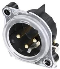 NC3MAH-LR, XLR Connectors Receptacle A series XLR 3 pin male PCBH halo light ring Pin 1 isolated ground contact/shell/front panel connected