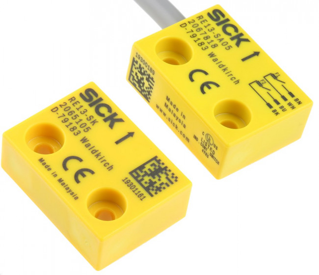 RE13-SA05, RE13 Series Magnetic Non-Contact Safety Switch, 30V dc, Plastic Housing, 2NO, Cable