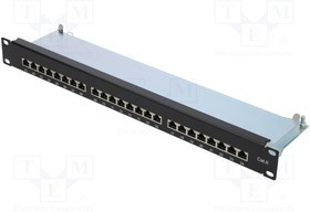LOG-NP0048, Patch panel; RJ45; Кат: 6; RACK; черный; Кол-во портов: 24; 19"