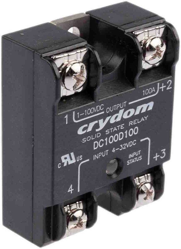 DC100D100, Solid State Relay, 100 A Load, Surface Mount, 72 V dc Load, 32 V dc Control DC100D100, Solid State Relay, 100 A Load, Surface Mount, 72 V dc Load, 32 V dc Control
