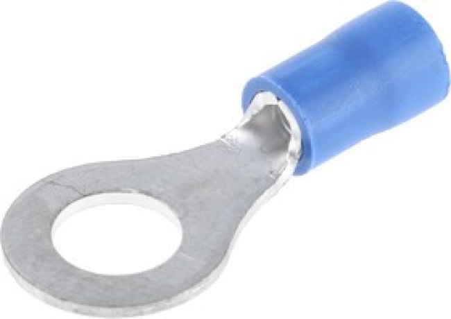 FVWS2-6, FV Insulated Ring Terminal, 6mm Stud Size, 1mm² to 2.6mm² Wire Size, Blue